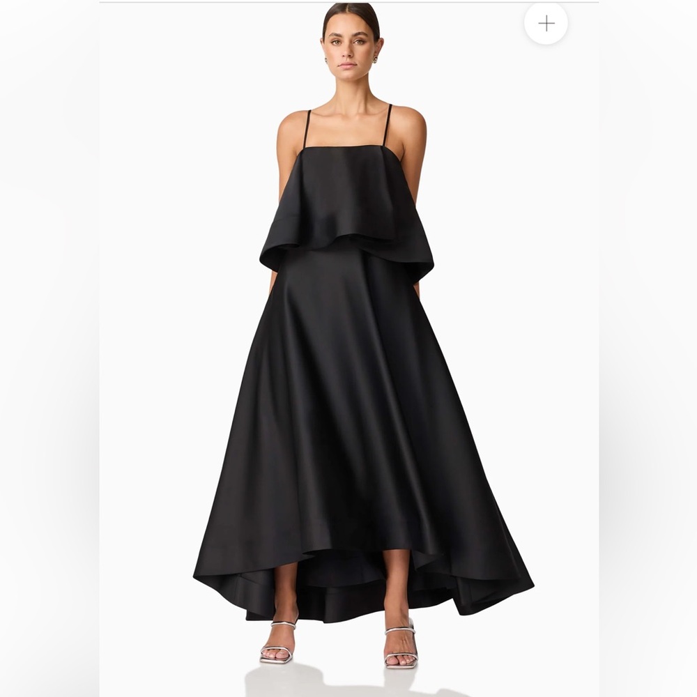 elliatt reyna black tiered ruffle draped satin maxi dress size medium NEW - Picture 3 of 14